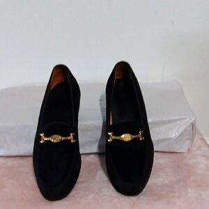Mezlan Black Loafers with Gold Accent